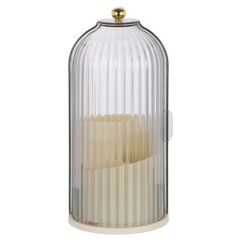 sourcing map Makeup Brush Holder with Black Clear Lid, 360 Rotating Makeup Brushes Organizer, Dustproof Cosmetic Storage Case for Vanity Desktop Bathroom, Cream