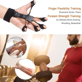 MGHO Exclusive Metal-Hook Grip Strength Trainer - 2PCS Upgraded Hand Strengthener n Exerciser Forearm Strengthener, Gripper, Finger w/ 6 Adjustable Levels, Gripster, ‎2 PCS ( Black + Gray )
