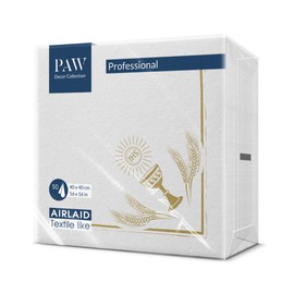 PAW - Airlaid Napkins - Fabric-Like (40 x 40 cm) I Pack of 50 I Perfect for Communion, Confirmation, Christening I High-Quality Table Decoration Fabric Napkins - IHS Measuring Goblet I My First