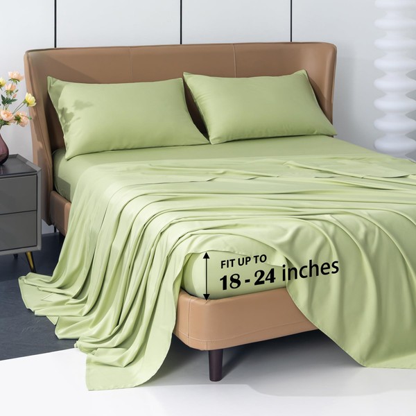 Levoo Cooling Sheets Rayon Derived from Bamboo 18"-24" Extra Deep