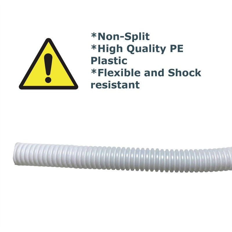 PE White Corrugated Flexi Pipe Tube Non-Split 10mm - 2m