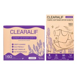 CLEARALIF All in One Laundry Detergent Sheets Kit, Lavender Scent, 160 Loads Laundry Sheets + 160 Drying Sheets, Laundry Set Great for Travel, Softener Sheets Eco Package Friendly & Hypoallergenic
