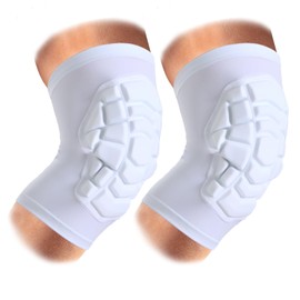 Knee Pads Compression Leg Sleeve Knee Sleeve for All Sports Wrestling Protector Gear, Youth & Adult Sizes, 1 Pair of Knee Paded(Short Sleeve,White_XL_2 Pack)