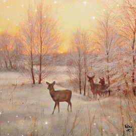 20 Napkins Deer in Morgenr?te as Winter Table Decoration for Lovers of Animals and Forest 33 x 33 cm