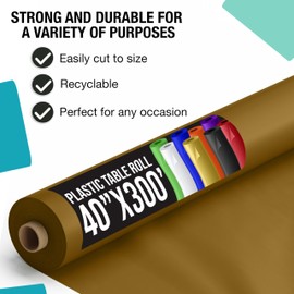 Exquisite Gold Plastic Table Cover Roll 40" X 300' Table Cloth Plastic Cover Roll - Premium Quality Banquet Rolls - Disposable Tablecloth Rolls - Table Cloth Rectangle Table Rolls