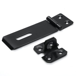 ZAVIA Hasp & Klammer-Set mit Befestigungsschrauben, Vorhängeschloss, pulverbeschichteter Stahl, robustes Schloss für Schuppen, Türen, Haustierkäfige (Schwarz, 115 mm)