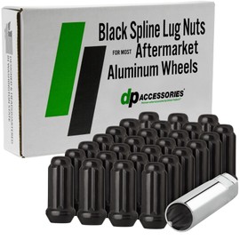 DPAccessories Lug Nuts Compatible with 2022-2025 Ford Bronco Raptor | Black Spline Style | Aftermarket Aluminum Wheels Only | Set of 27 Wheel Nuts & 1 Tool | DFOBRR06A-BK/1