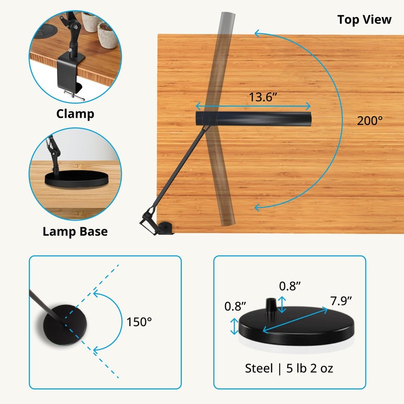 Uplift Desk E7 LED Clamp Lamp (Black)
