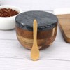 HESHIBI Wooden Salt Cellar Box with Marble Lid & Spoon,