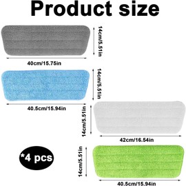 4 Pcs Microfibre Mop Pads, Speed Mop Refills, Reusable Mop Pads Reusable Wet And Dry Mop Pads For Flat Mop, Home Office, Kitchen, Bathroom Wall Cleaning (Random Color)