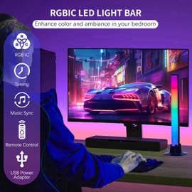 ANTREATU LED Light Bars 2 Pack Smart RGB Light Bar with App and Remote Control RGBIC 16 Million Colours Entertainment Lighting with Music Sync & Scene Modes Ambiance Gaming Lamp for PC, TV