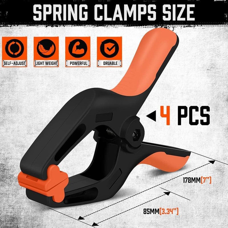 HORUSDY 4-Pack Spring Clamps Heavy Duty, 7-inch Large Plastic Clamps