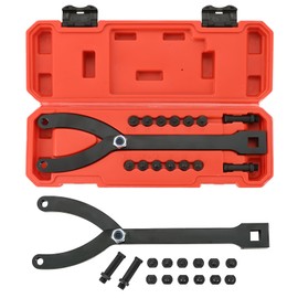 NYXOVA Variable Pin Spanner Wrench, 15Pc Adjustable Pin Spanner Wrench Kit, 1/2" Drive Ratchet Fan Clutch Pulley Holder