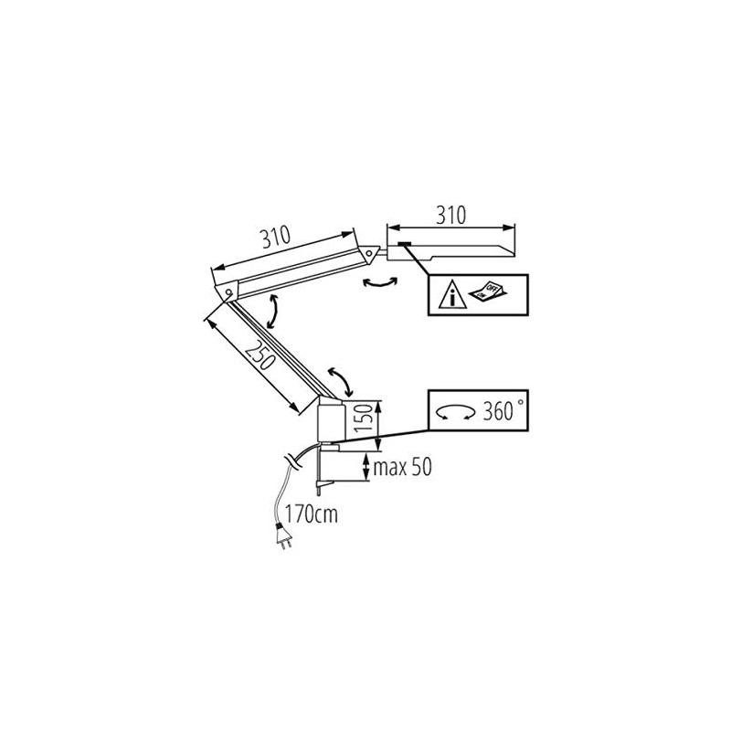 Manningham Lighting 5W LED White Table Desk Edge Mounted Clamp