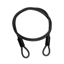 Security Steel Cable 1PCS 2.5mm x 1.5m/4.92ft Black Double Loop Security Chain Coated Luggage Lock Chain Lanyard Lock for Outdoor, Bike