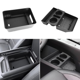 Coleya (2pcs) 2024 Santa Fe Accessories Lower Center Console Organizer &Armrest Organizer for Hyundai Santa Fe All Trim, Durable ABS Plastic&Anti-Slip Rubber Santa Fe Console Tray&Armrest Tray Insert