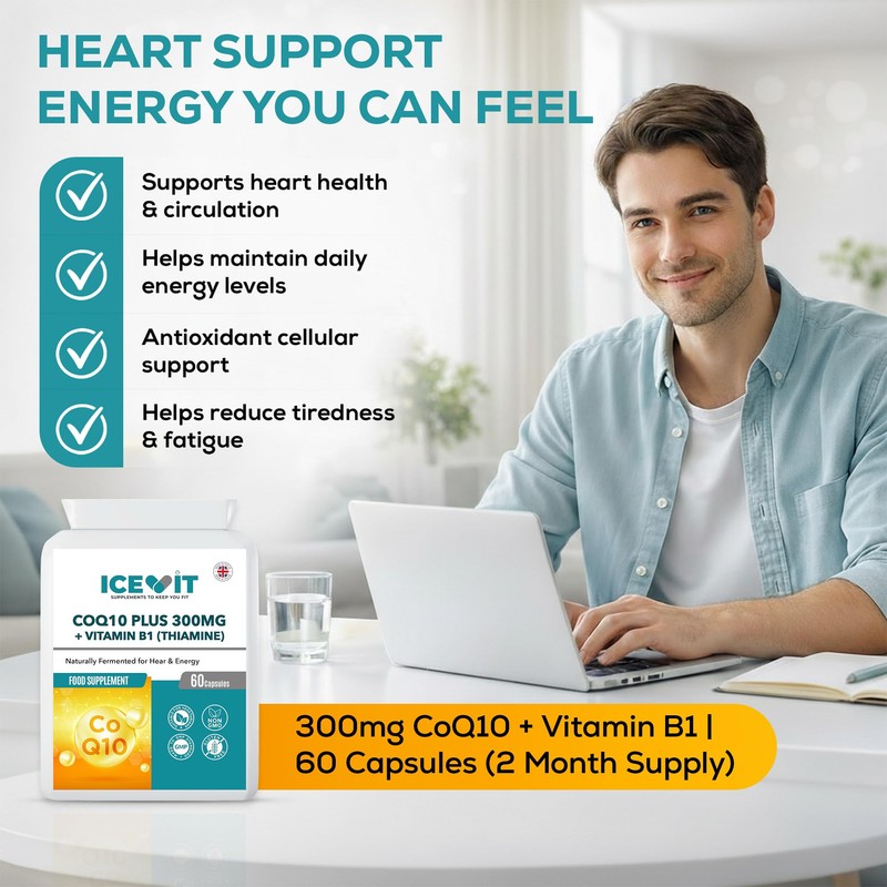 CoQ10 300mg with Vitamin B1 (Thiamine) – 60 Vegan Capsules