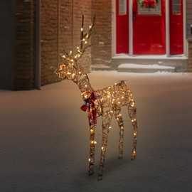 Northlight 47" LED Lighted Standing Rattan Reindeer Outdoor Christmas Decoration