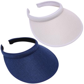 Osakraln 2 Pack Women Sports Clip On Sun Visors Hats Golf Visors Hat Backless Visor Men Sportswear Adjustable Beach Travel Tennis Caps White-Navy