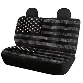 Forchrinse Retro Black American Flag Rear Seat Cover Non-Slip Patriotic Car Seat Cover for Rear Bench,Universal Fit Auto Back Seat Cover Protector Set of 2