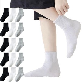15 Pares Calcetines para Niño y Niña, 15 Pares Calcetines de Algodón Clásicos, Mallas para Bebés Cómodo y Transpirable, Calcetas de Algodón para Chicos y Chicas 5-9 años