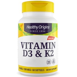 Healthy Origins, Depot Vitamin D3, 50mcg (2,000IU) & K2 200mcg, 60 Soft Capsules, Laboratory Tested, Soy-Free, Gluten Free, GMO Free