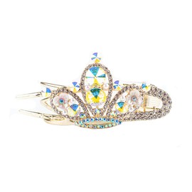 Pinzas para el cabello con corona de perlas de diamantes de imitación, pinza de mandíbula grande con diamantes de imitación, pinzas de pelo antideslizantes con purpurina para mujeres y niñas