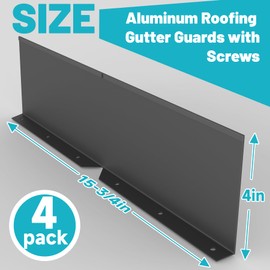 Chiligent 4 Pcs Gutter Valley Splash Guards, Aluminum Roofing Gutter Guard with Screws, Foldable Roof Rain Diverter for House Shingle Roofs Corner, Valley, or Straight, Black