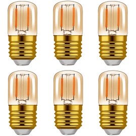 Hcnew 1W Low Wattage LED Edison Night Light Bulbs Warm,T28 Mini Vintage Light Bulb 10W Incandescent Equal,E26 Medium Screw Base Bulb for Oven Bulbs Decoration 6 Pack