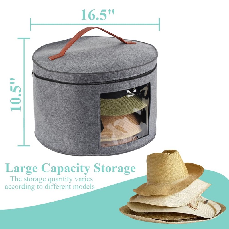 Samplife Hat Box,Hat Storage Box,Stackable Round Brim Hats Organizer Bag