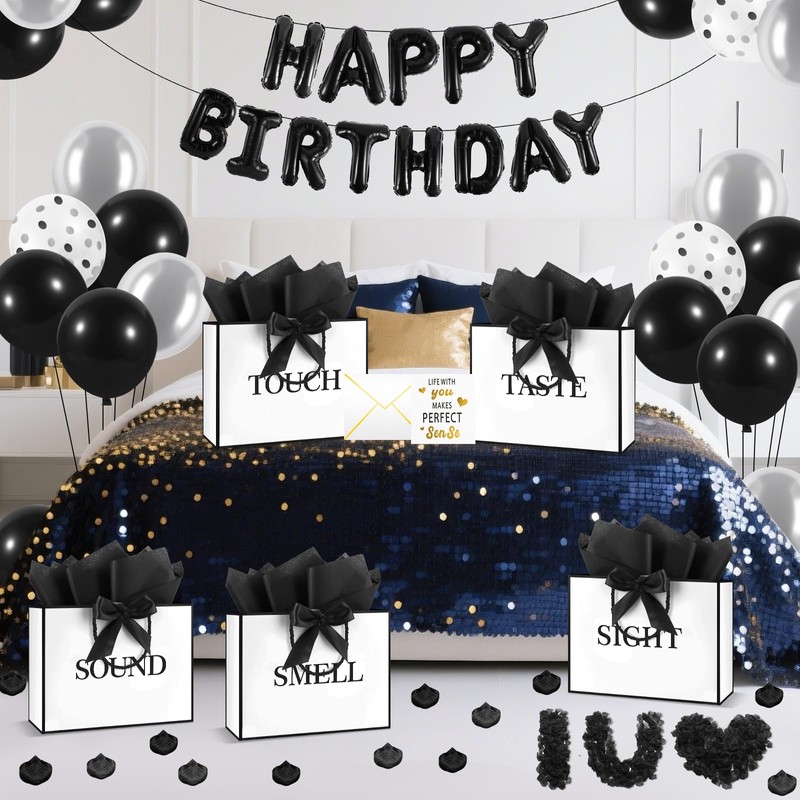 Epoesch 5 Senses Gift Bags for Him with Labels, Tissue