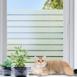 Coavas Window Privacy Film Frosted Glass Window Film Sun Blocking Window Coverings Non-Adhesive Window Blinds Film Window Cling Privacy Film Bathroom 35.4 x 393.7 in, 35.4 x 393.7 in