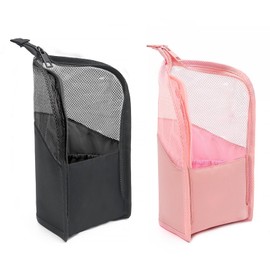 Make Up Brush Bag, 2 Pieces Travel Make Up Brush Holder Waterproof Vertical Zip Multifunctional Cosmetic Brush Holder Travel Wash Bag Make Up Tool Storage Bag, pink, 1