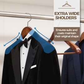 Verahaus Premium Wooden Hangers 6-Pack – Wide Shoulder Non-Slip Design for Coats, Jackets & Suits | 360° Rotating Closet Organizers | Durable & Space-Saving (Vintage Wood)