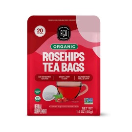 FGO Organic Rosehips Tea, 20 Count, Eco-Conscious Herbal Tea Bags (Pack of 1)