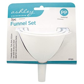 3 Pack Funnel Set, 7cm, 9cm & 10.5cm, Plastic Funnel, Food Safe, Kitchen, Non Toxic, Non-Toxic Food Grade Plastic - Funnels for Filling Bottles or Containers