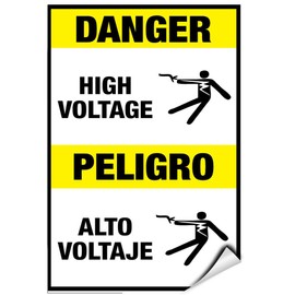 Danger High Voltage Peligro Alto Voltaje Style 3 Label Decal Sticker Sticks to Any Surface