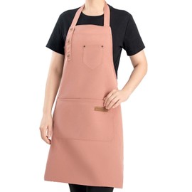 Geounzay Aprons for Women with Pockets, Kitchen Cooking Aprons, Adjustable Bib Soft Chef Apron for Women Men (pink)
