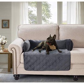 Brilliant Sunshine Premium Silky Velvet Small Pet Couch Sofa Bed, Slip Resistant, Waterproof, with 3-Sides Removable Cushions, Couch Protectors, Furniture Covers for Pets, Dogs, Cats, Small, Gray