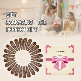 YISCOKO hair clips brown women 2 Inch metal hair clips snap clips kids barrettes girls' hair accessories(24 PCS Brown)