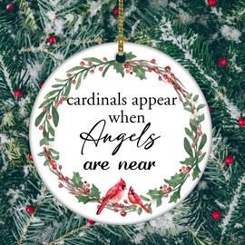 Cardinals Appear When Angels are Near First Christmas Ornament Sign for Wreaths Christmas Signs for Wreaths Cardinal Decor (Green Cardinals Appear)