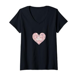 Womens Be Mine Valentine's Day Broken Heart Stained Glass Icon V-Neck T-Shirt