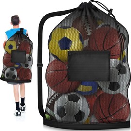Lakymisy Ball Bag, Drawstring Type, Extra Large Size Net Bag, Shoulder Bag, For Ball Games, Football, Basketball, Volleyball, Storage Bag, Club Activities, Practice, Game, Sports Equipment Storage,