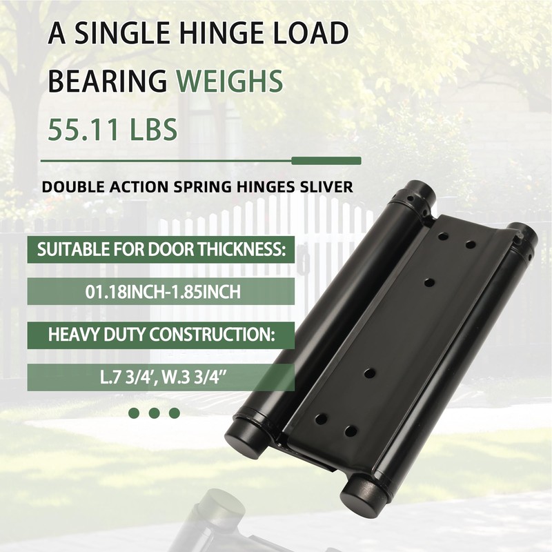 AnvFlik 8inch Black Double Action Spring Hinges, Self Closing Door