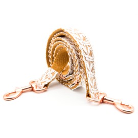 LEKAIGO Dog Collar and Leash Set, Cotton Lace Handmade 4-5 FT Adjustable Comfortable Unique Collars for Small Medium Large Dogs_1pcs_Brown_Leash(Width: 1")