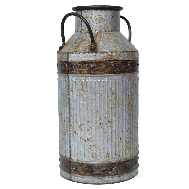 Vintiquewise Galvanized Metal Rustic Milk Can, Medium