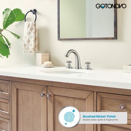 gotonovo Bathroom Faucets for Sink 3 Hole 2 Handles Widespread Bathroom Sink Faucet Deck Mount with Pop Up Drain,Water Lines Bathroom Sink Fixtures Cross Handle Brushed Nickel