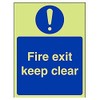 V Safety Glow In The Dark Fire Exit Keep Clear