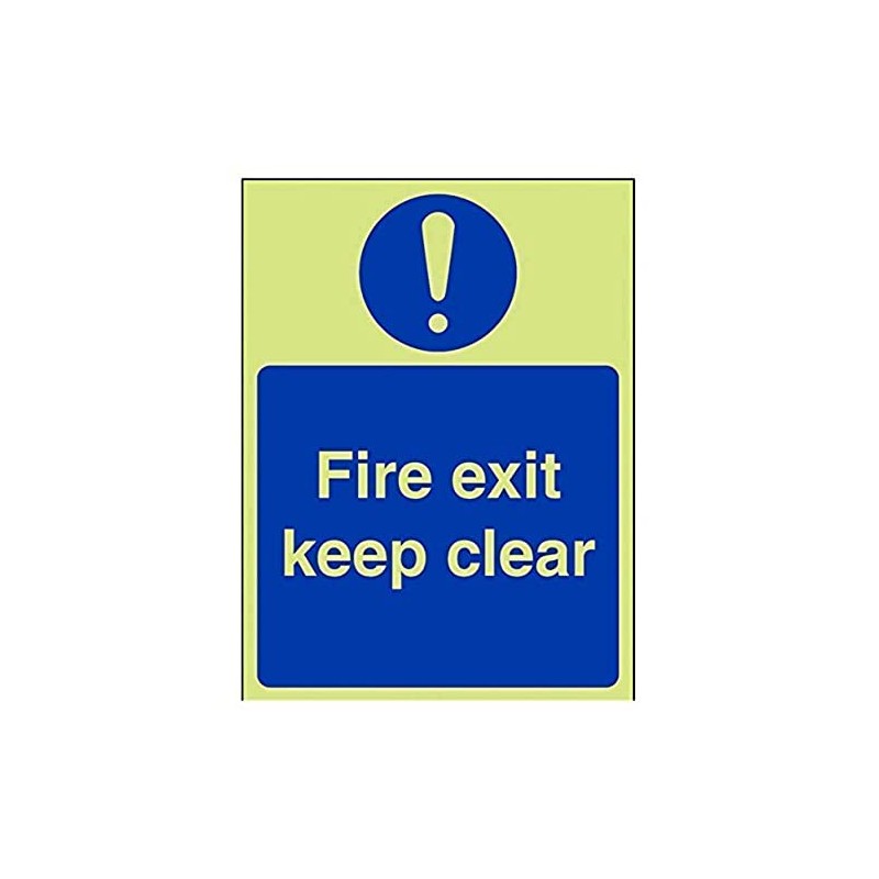 V Safety Glow In The Dark Fire Exit Keep Clear