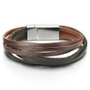 COOLSTEELANDBEYOND Mens Ladies Multi-Strand Brown Black Leather Bracelet Wristband with